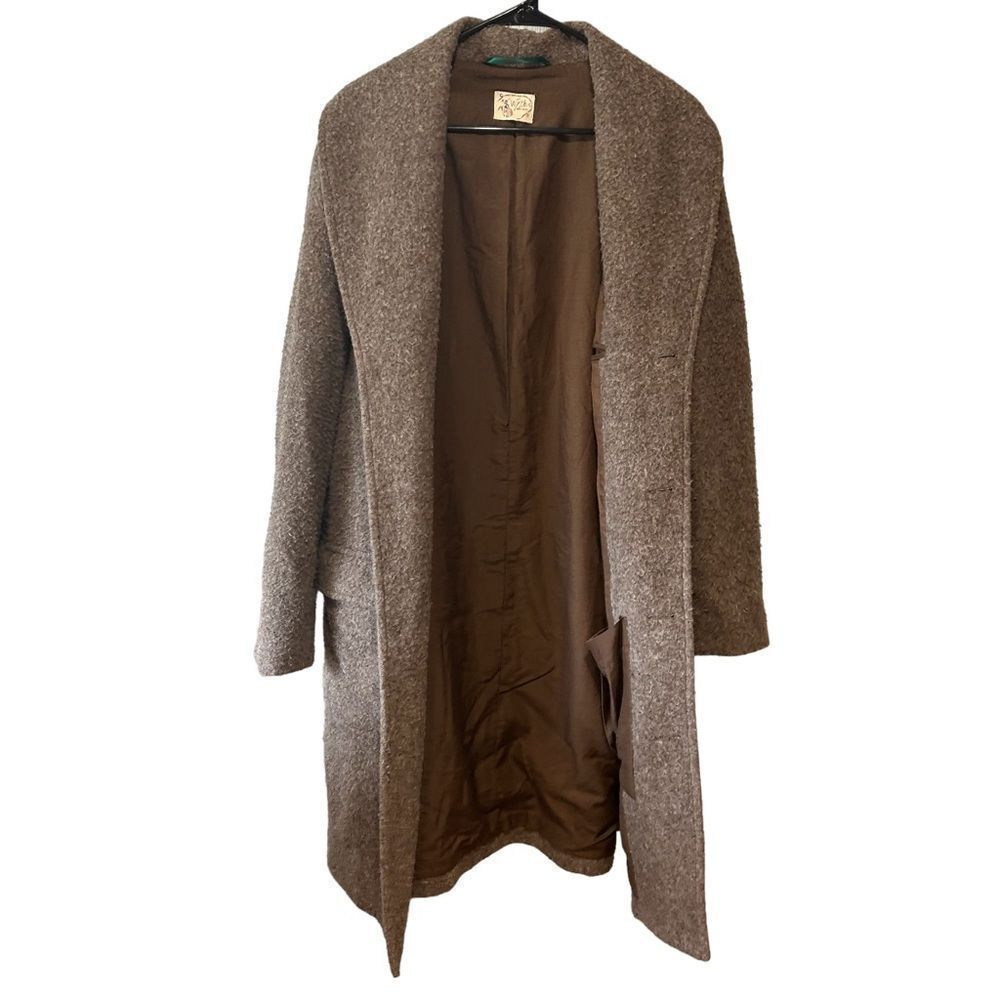 WYTHE SHAWL COLLAR WOOL COAT IN BROWN/ CREAM CASENTINO TWILL - Picture 6 of 12